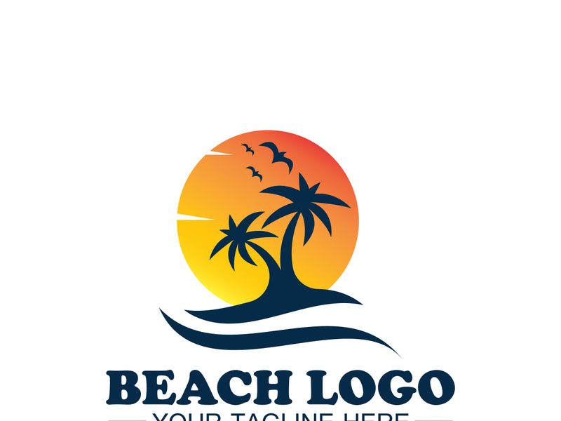 Beach logo design Vector template