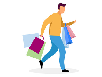 Shopping rush flat vector illustration preview picture
