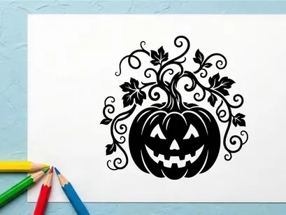 Halloween Pumpkin Jack-o'-Lantern with Spooky Face for Fall Decor