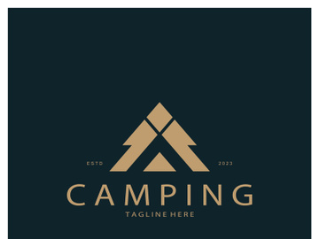 vintage and retro tent logo, camping. With tent, tree and bonfire sign. adventurers, scouts, climbers, camping equipment center preview picture