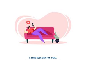 A man relaxing on sofa
