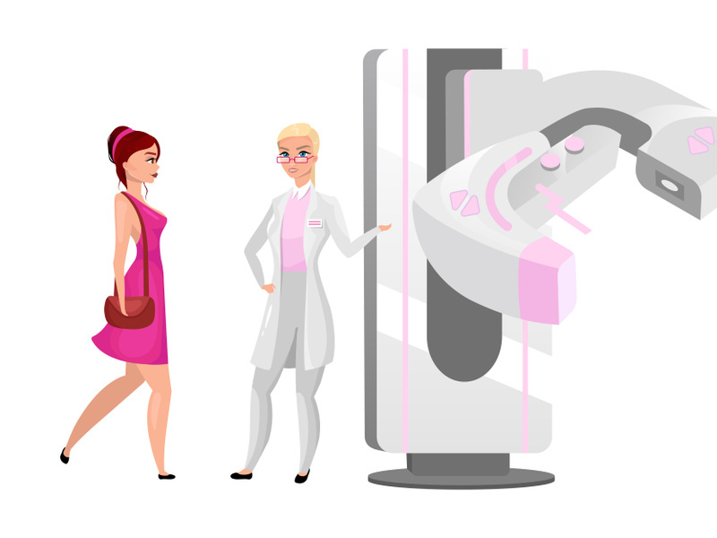 Diagnostic mammography flat vector illustration