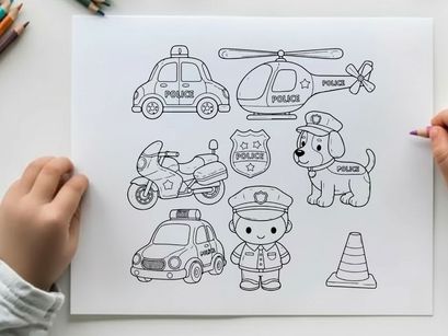 Police force icons set flat design vector illustration