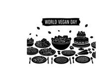 ilustrasi vektor desain rata hari vegan sedunia