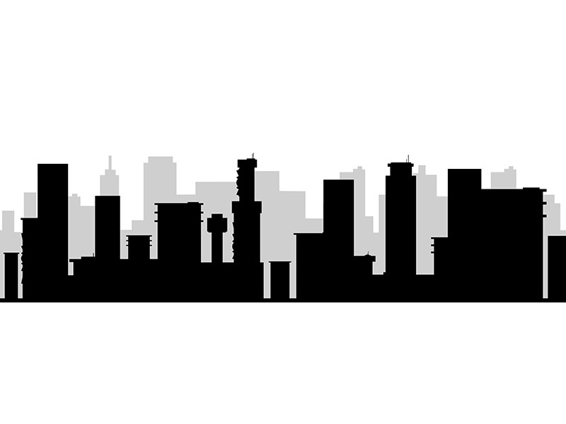 Cityscape black silhouette seamless border