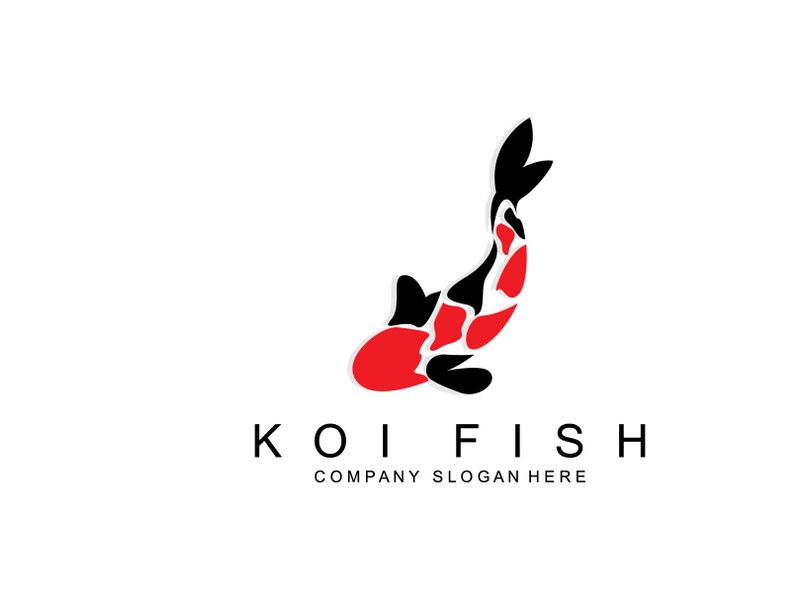 Koi Fish Logo Design, Ornamental Fish Vector, Aquarium Ornament Illustration Brand product