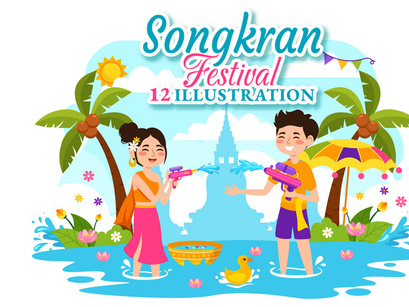 12 Songkran Festival Day Illustration