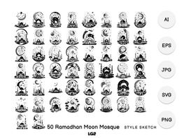 Ramadhan Moon Mosque Element Icon Black preview picture