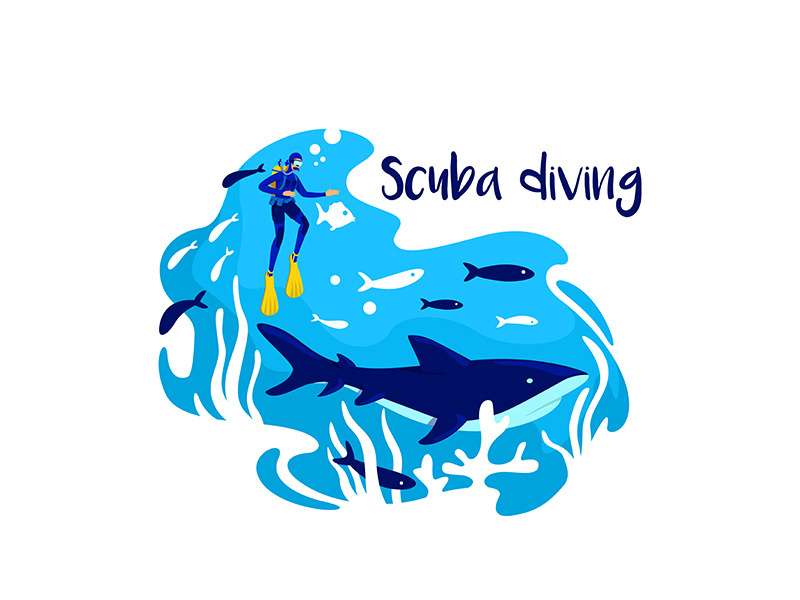 Snorkeling in ocean 2D vector web banner, poster