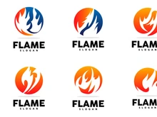Red Flame Logo, Burning Heat Fire Vector