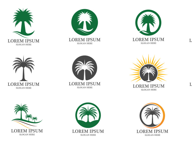 Date tree palm coconut logo vector