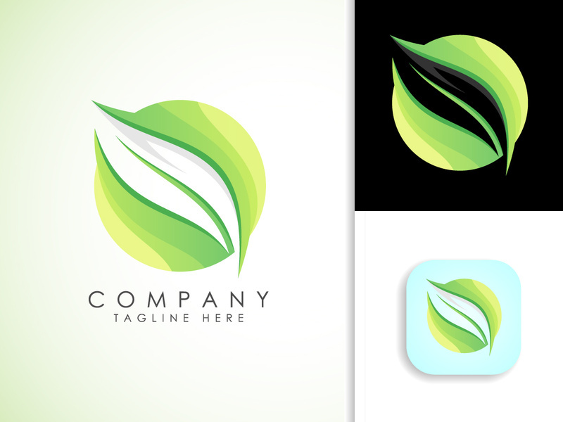 Leaf icon sign symbol, Gradient green leaf, Organic logo design vector illustration