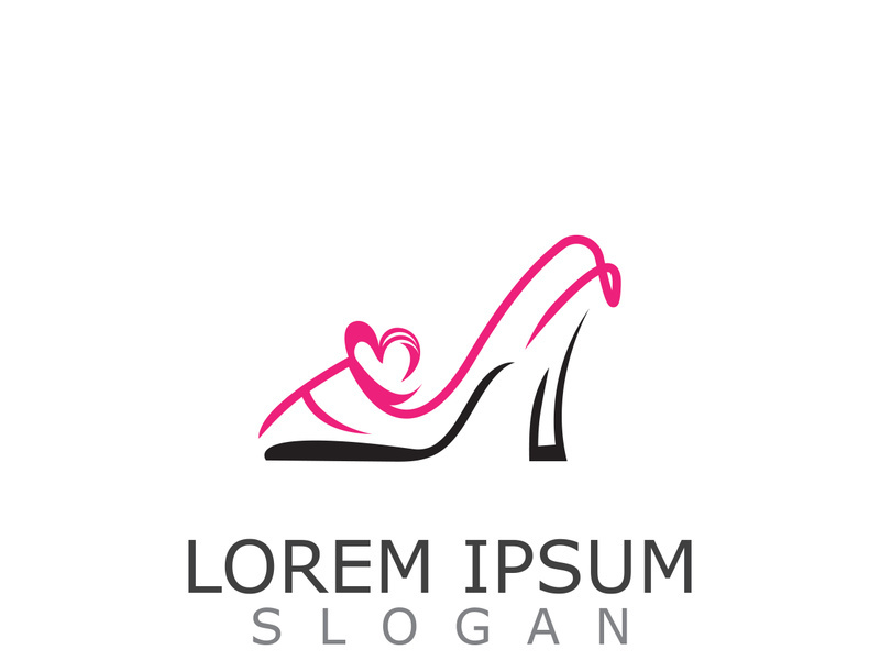 Women shoes logo design High heel fashion shop icon vector for business store