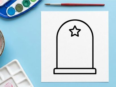 Undangan pesta Halloween dengan tanda bintang bercahaya. Hiasan lengkungan seram untuk pintu masuk dan acara bertema.