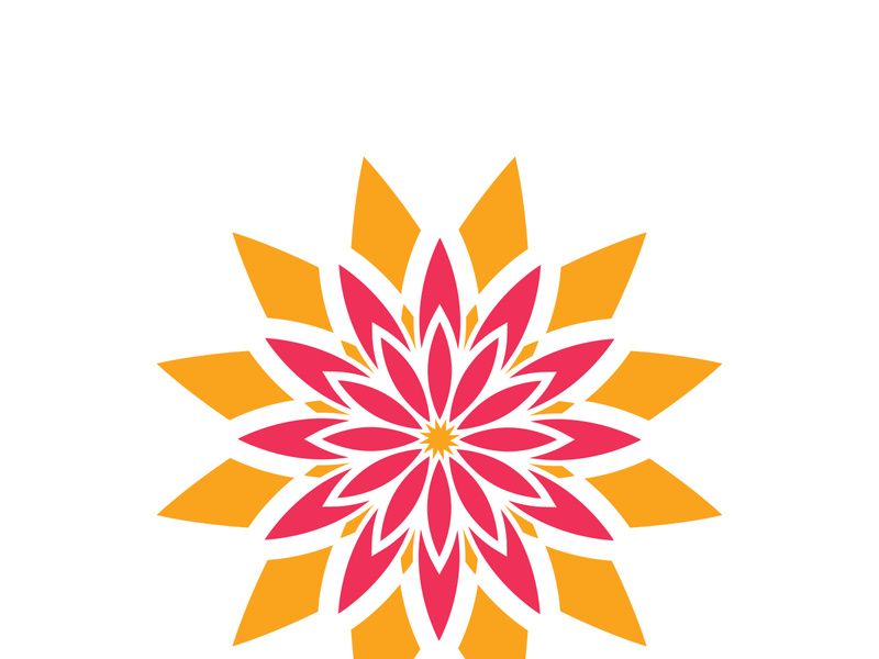 Traditional Asian colorful floral pattern Stained glass mosaic logo tile design inspiration