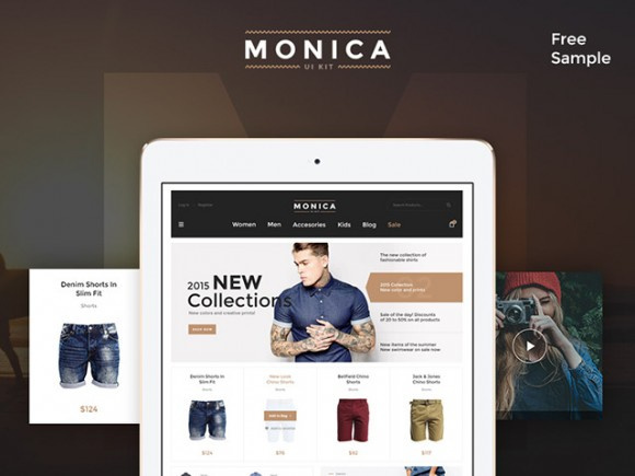 Monica – Free PSD UI kit for ecommerce