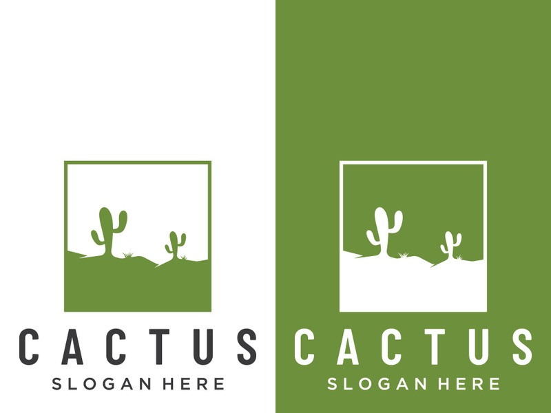 cactus plant logo template.