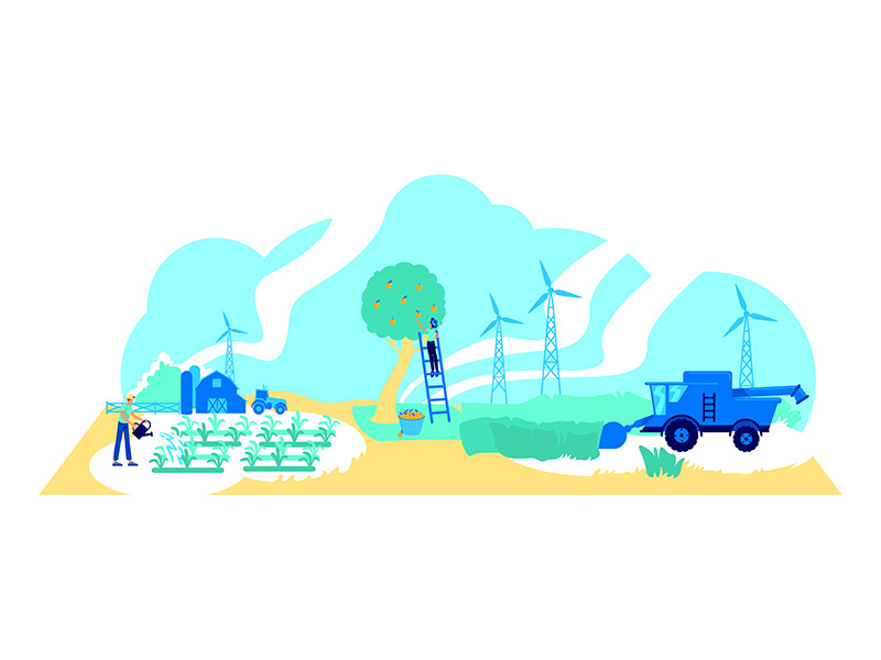 Futuristic farming flat concept vector illustration