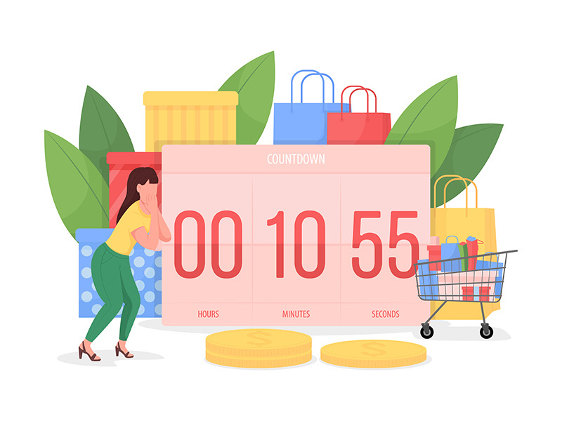 Countdown to Black friday flat concept vector illustration