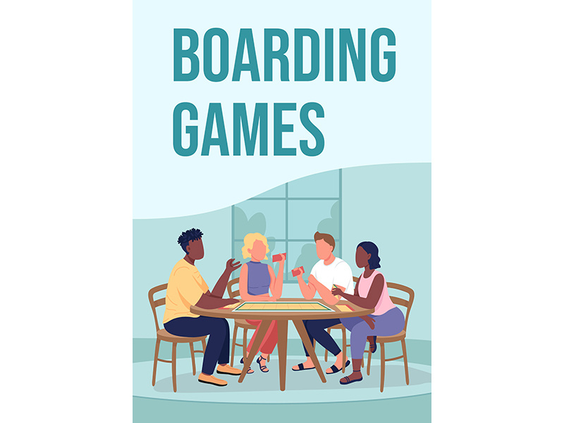 Boarding games poster flat vector template