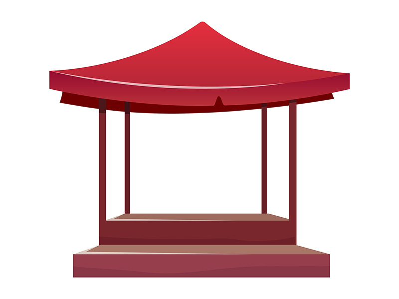 Eastern bazaar empty red tent cartoon vector illustration