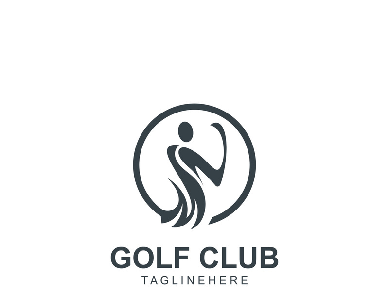 Golf player logo sport simple and modern creative design template
