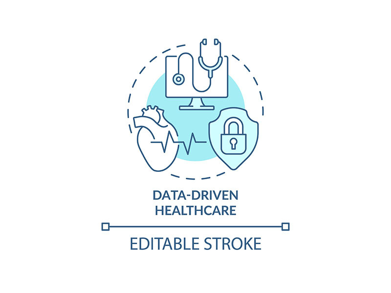 Data-driven healthcare turquoise concept icon