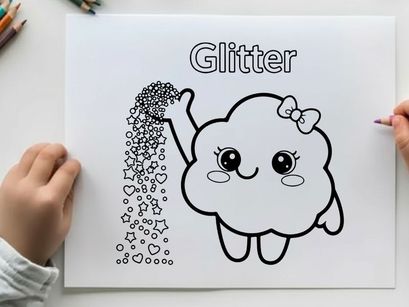 Cute cloud with glitter sparkle smile vector illustration