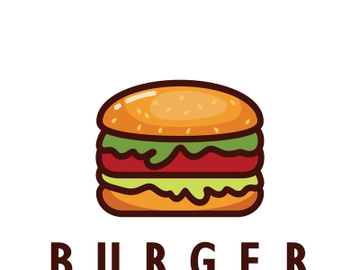 Burger logo illustration, restaurant emblem, cafe, burger and factory label, fast food, vector preview picture