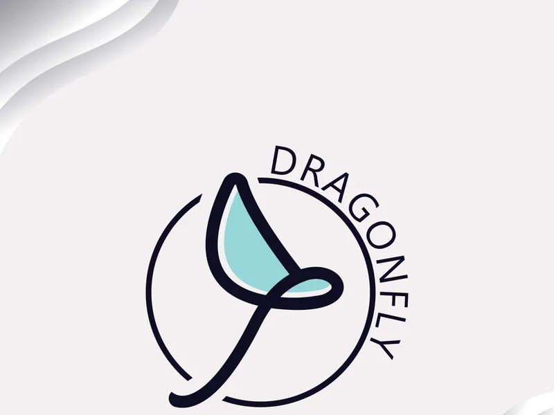 Dragonfly logo design modern and elegant minimalist color style monoline illustration