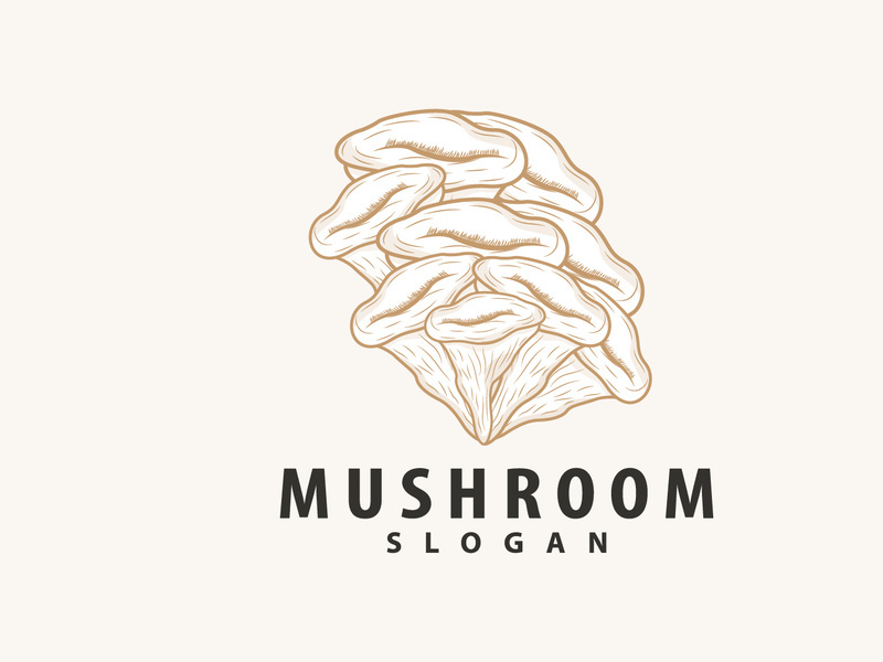 Mushroom Logo, Retro Minimalist Design, Food