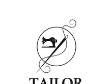 Tailor logo icon illustration template combination of buttons for clothes, thread and sewing machine, for clothing product design