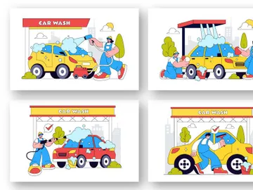 10 Car Wash Vector Illustration preview picture