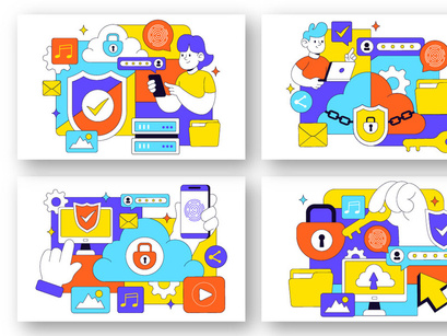 10 Digital Cloud Security Illustration