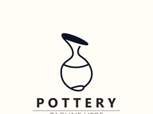 Pottery logo design handmade, creative traditional mug craft sign concept inspiration nature workshop
