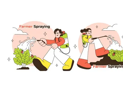 5 Ilustração de Agricultor Pulverizando Pesticidas