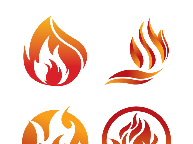 Fire logo design illustration and fire symbol icon vector