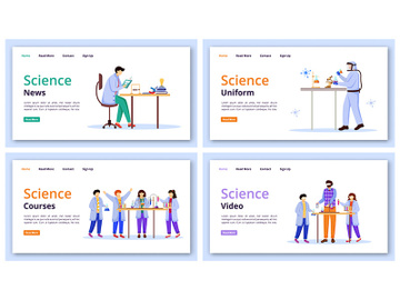 Science services landing page vector template set preview picture