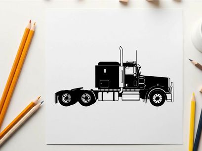 Silhouette of a semi truck with trailer