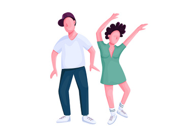 Couple dancing together flat color vector faceless character preview picture