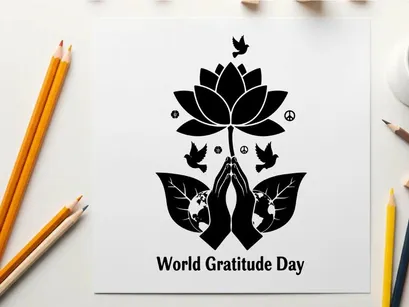 ilustração vetorial de lótus paz dia da gratidão mundial