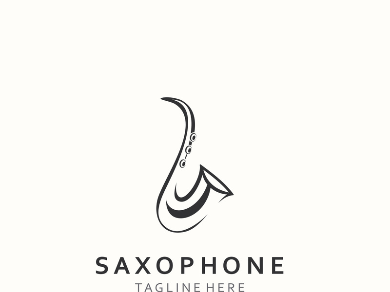 Saxophone music logo design simple modern and minimalist illustration