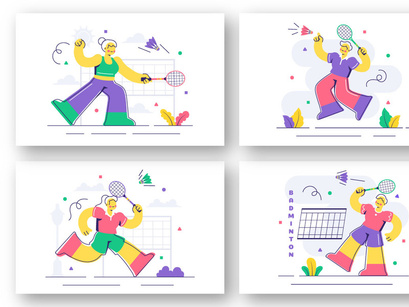 10 Badminton Player Illustration
