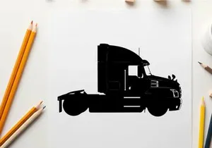 Silhouette of a semi truck with sleeper cabin