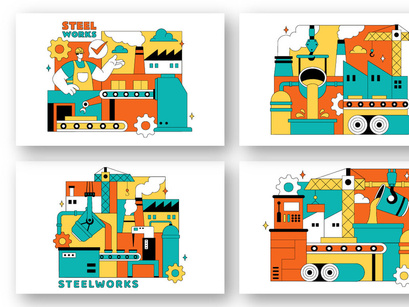 10 Steelworks Vector Illustration