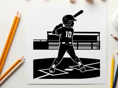 Baseball player silhouette ready to hit the ball