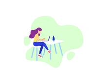 A girl working at home concept