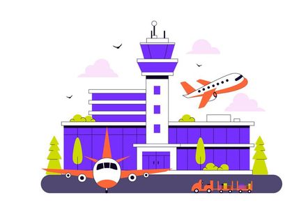 10 Airport Vector Illustration