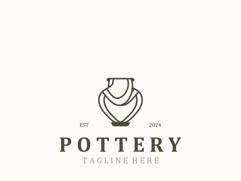 Pottery logo design handmade, creative traditional mug craft concept inspiration nature workshop