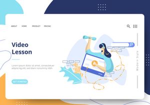 E-Learning Education set Illustration